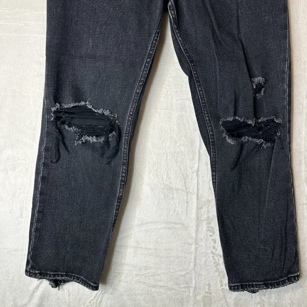 Abercrombie & Fitch Jeans 27/4S Black Ankle Straight Ultra High Rise Distressed - Picture 4 of 11